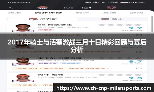 2017年骑士与活塞激战三月十日精彩回顾与赛后分析